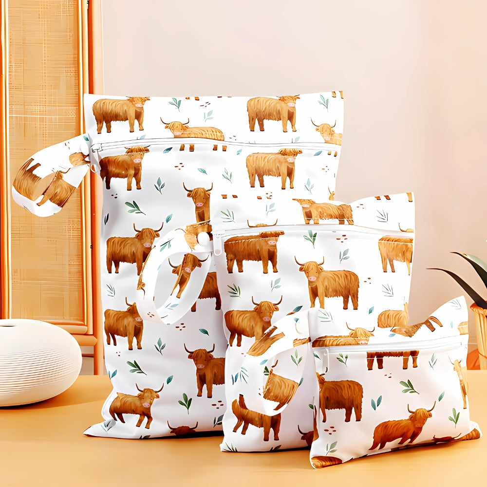 Baby Zoo Safari Druck Wiederverwendbare Nass-Trocken-Tasche | 3er Set