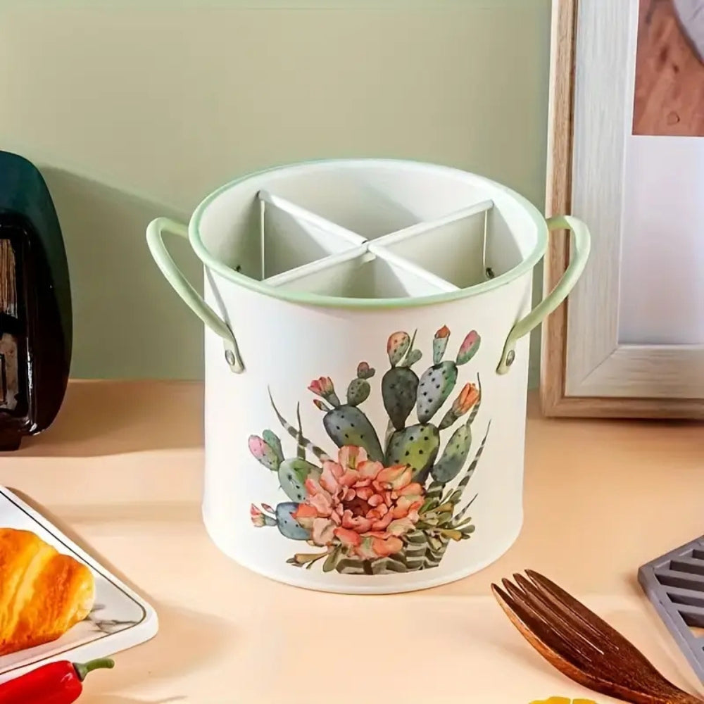 Blumenkorb für Utensilien mit Trenndeckel