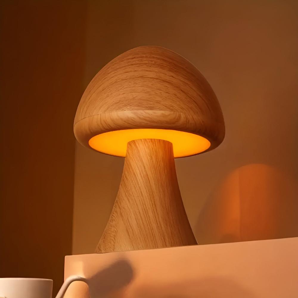 Holz-Pilzlampe