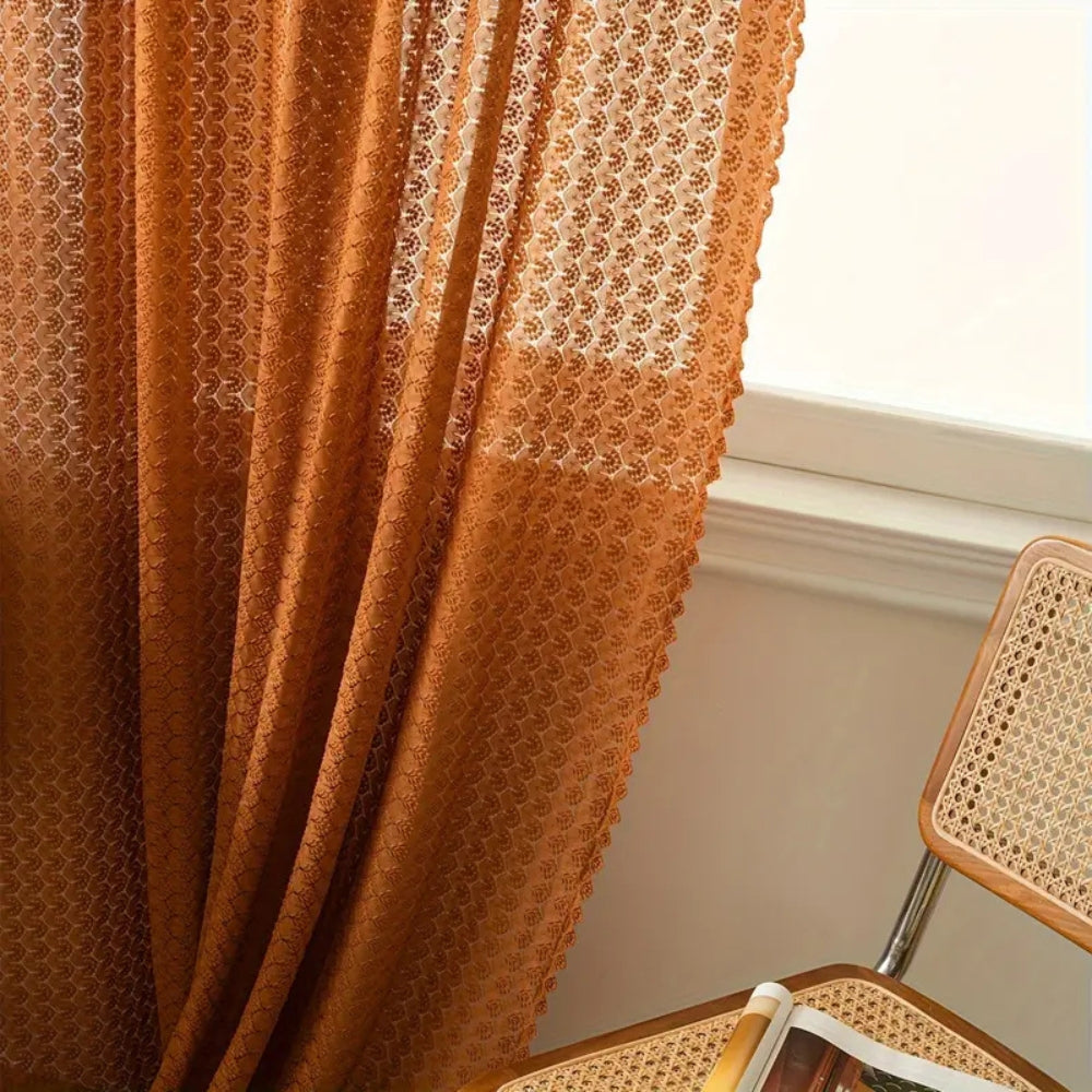 Amber Glow Boho Häkelvorhang