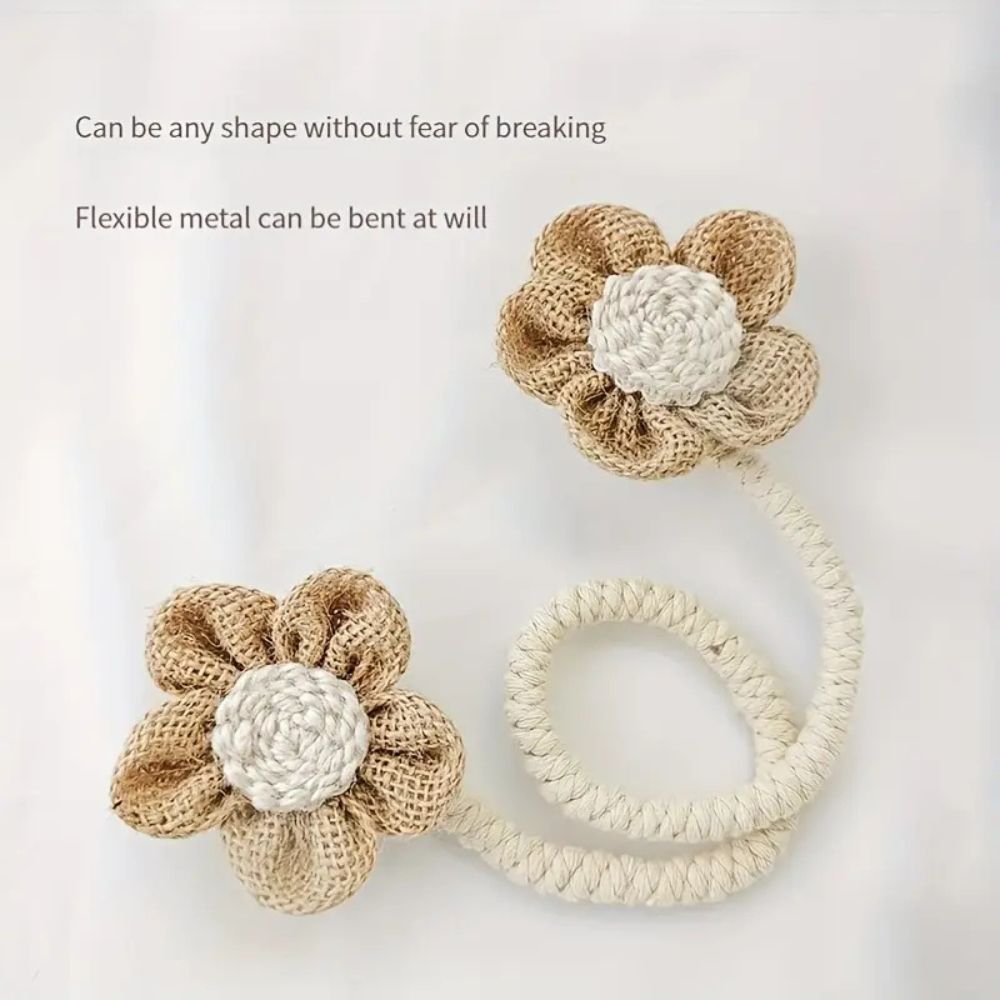Blumiger Hanf Vorhang Halter | 2er Set