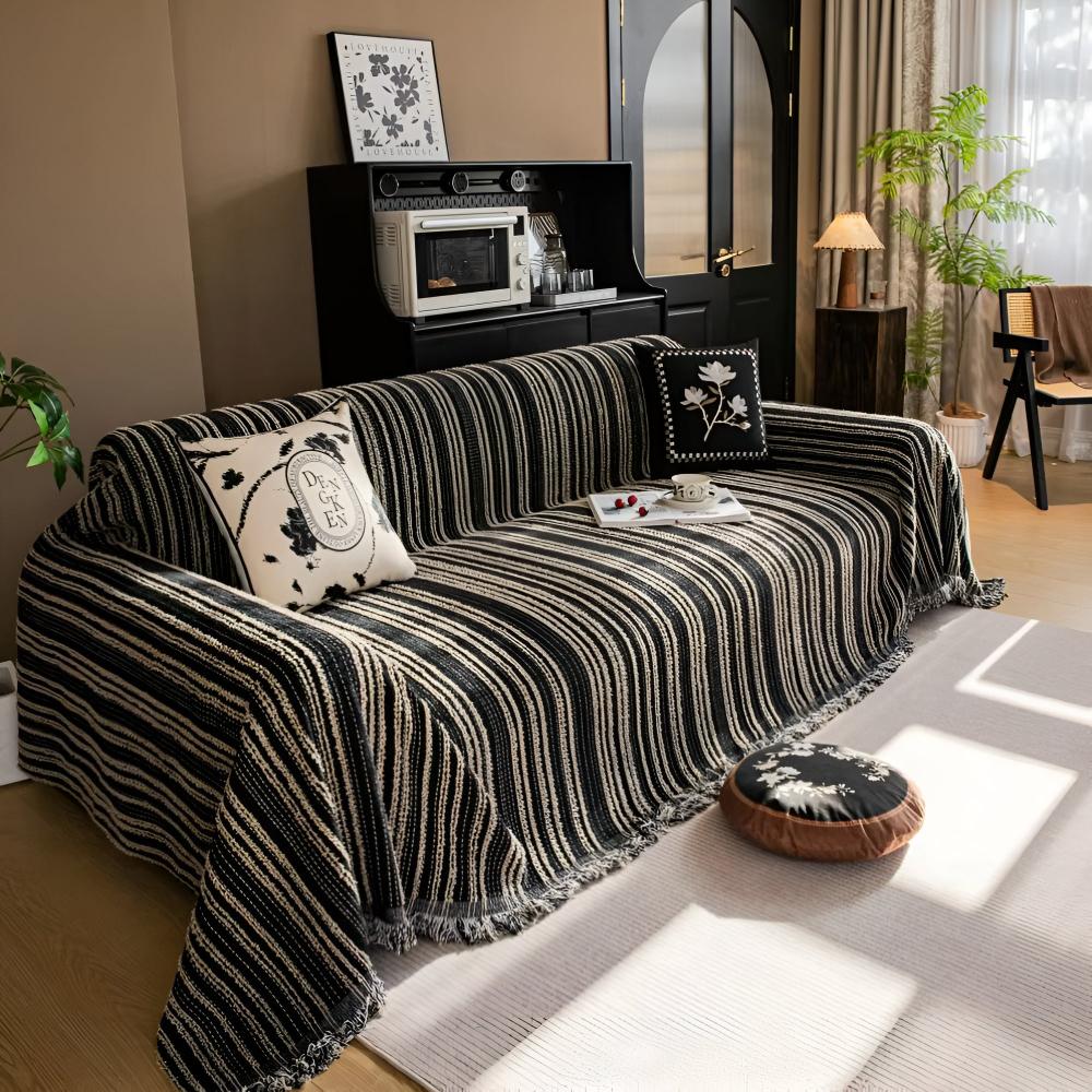 Regal Streifen Chenille Sofaüberwurf