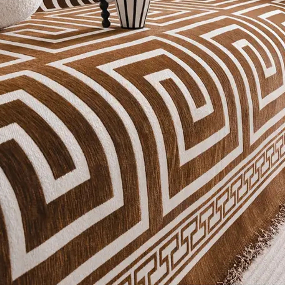 Meander Quasten Chenille Sofabezug