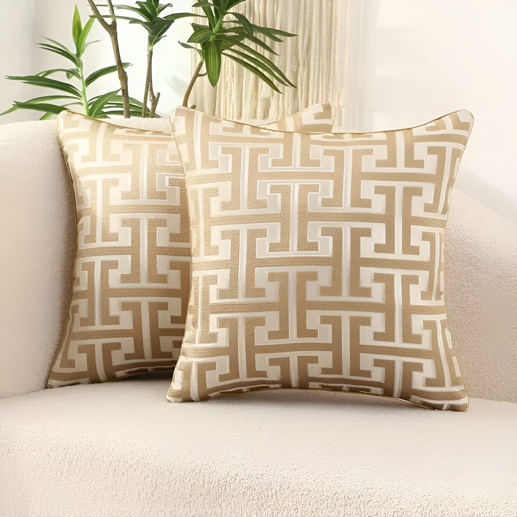 Geometrisches Jacquard Luxus Kissenbezug