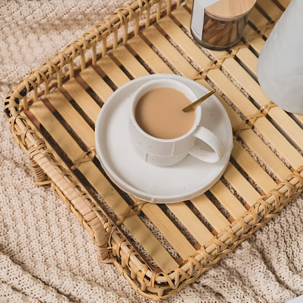 Rustikales Geflecht Rattan Tablett