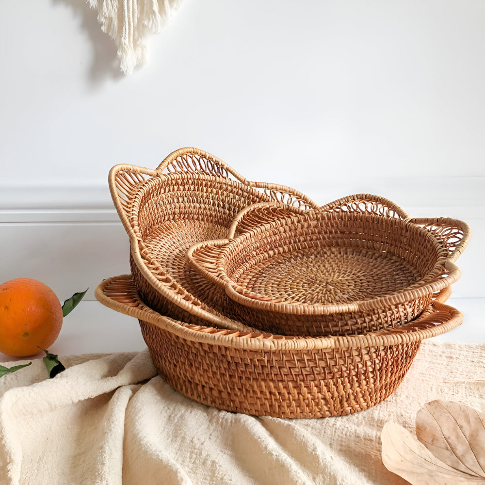 Handgewebter Rattan-Blumenkorb