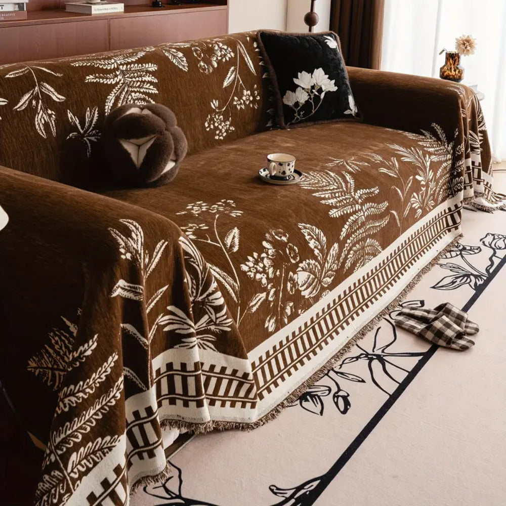 Blätter Floral Chenille Sofaüberwurf