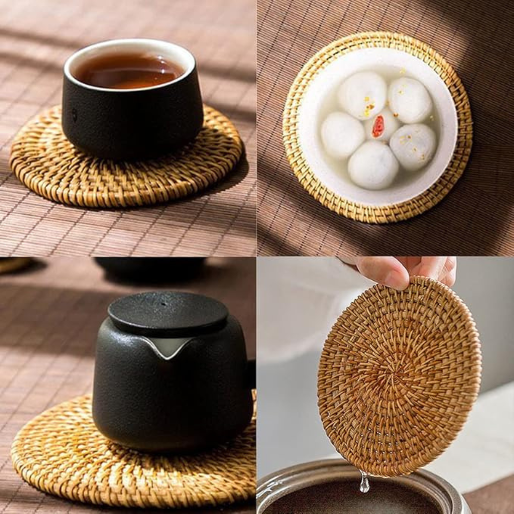 Handgefertigter Rattan-Untersetzer | 6er Set
