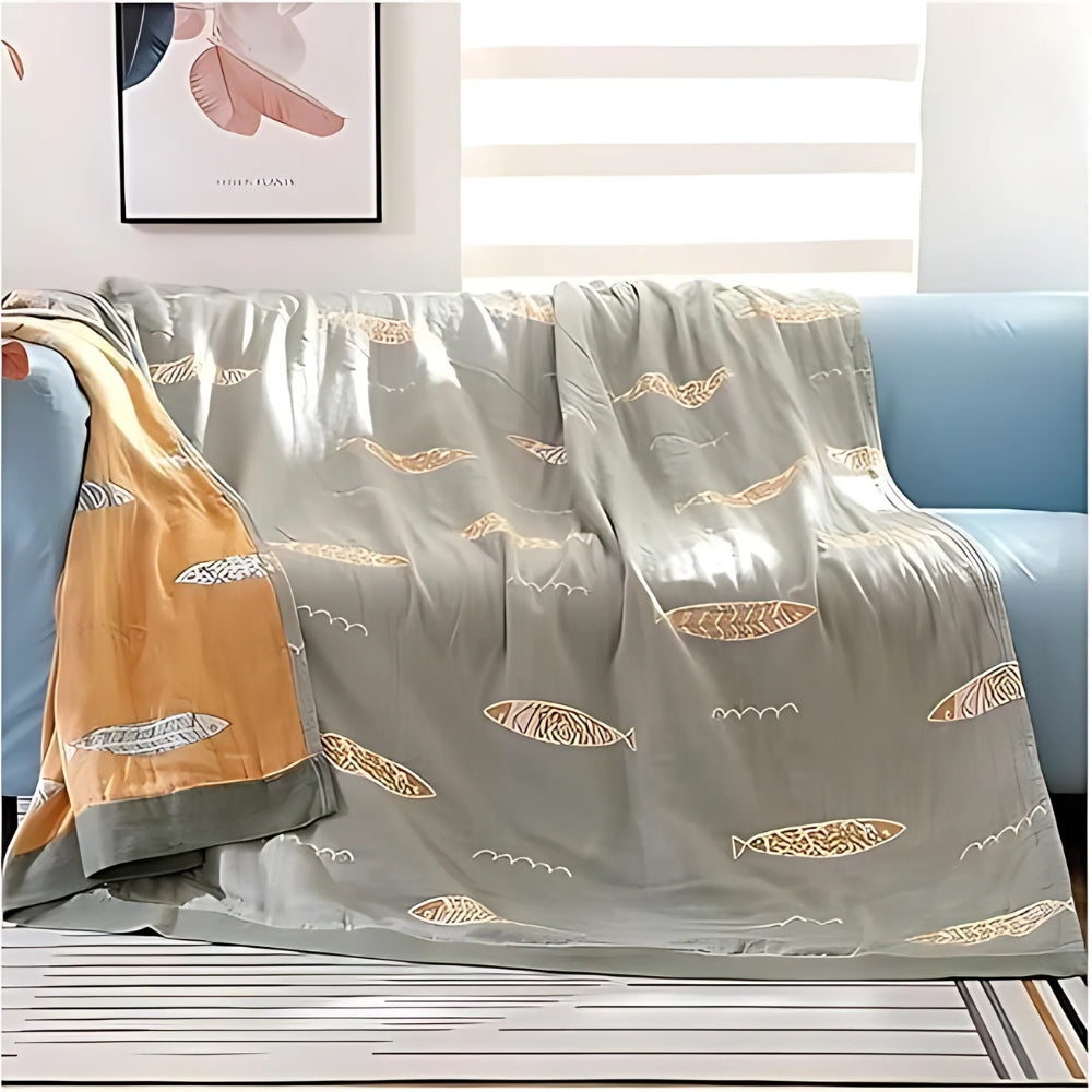 Goldener Fisch Baumwollgaze Wende-Decke