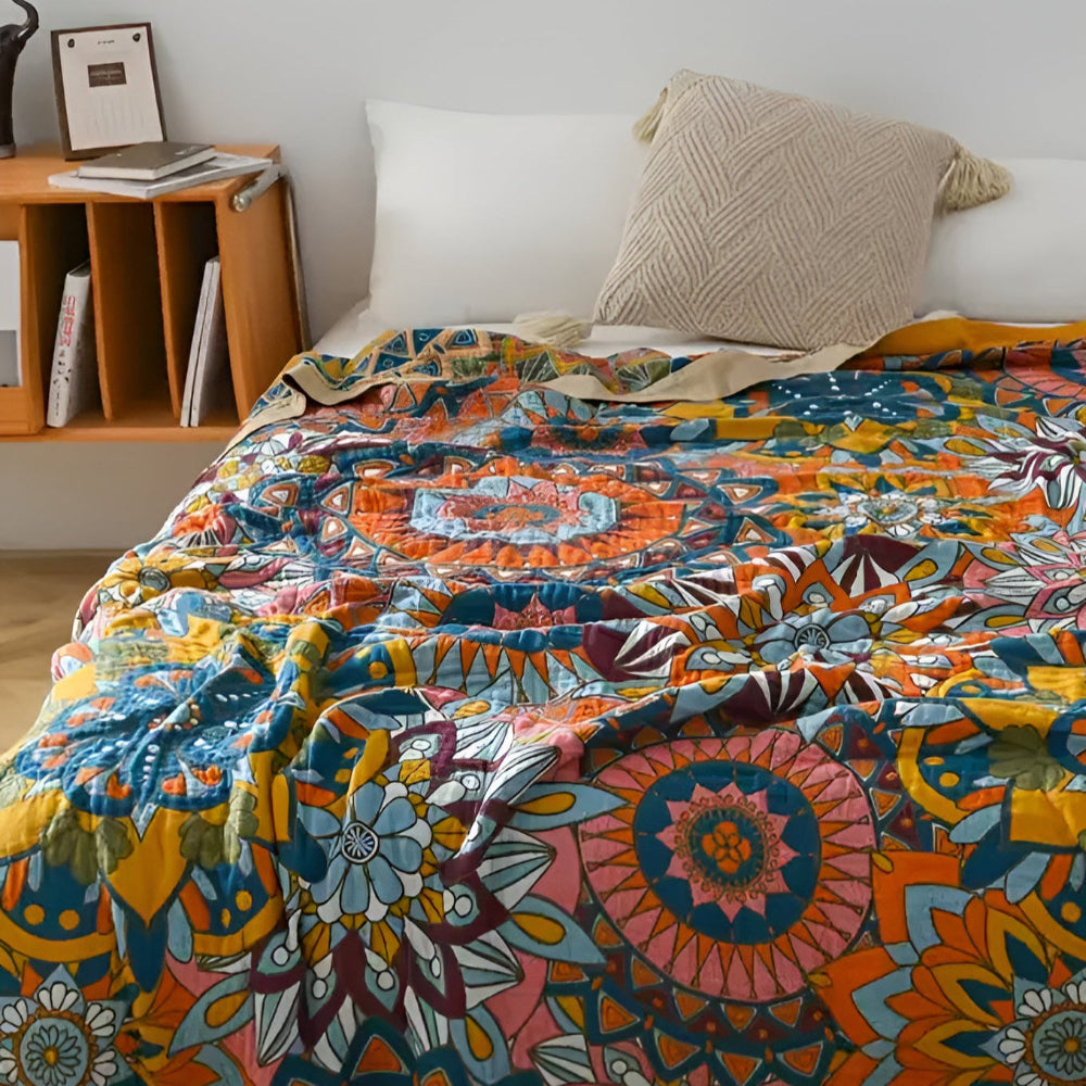 Marokkanische Blumen Jacquard Baumwolldecke