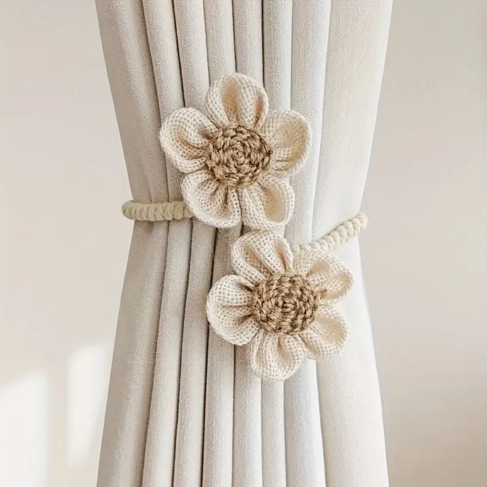 Blumiger Hanf Vorhang Halter | 2er Set