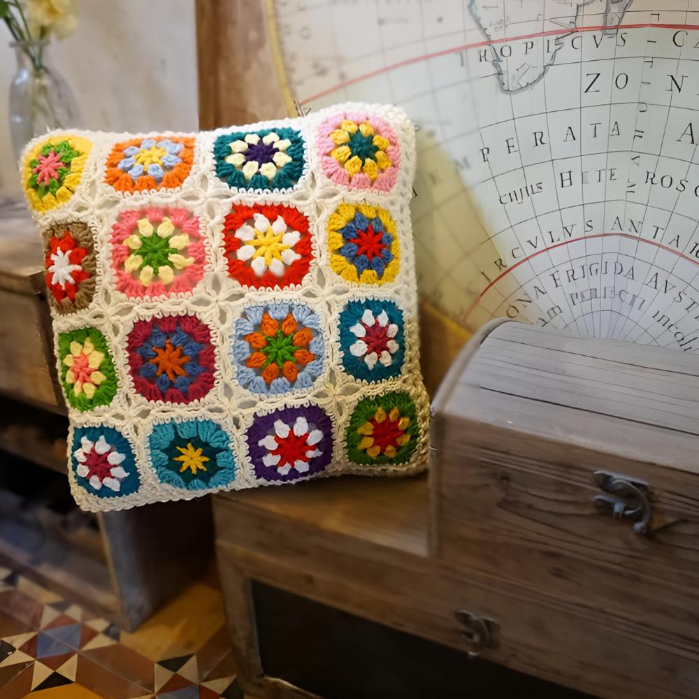 Florale Häkelkissenbezug