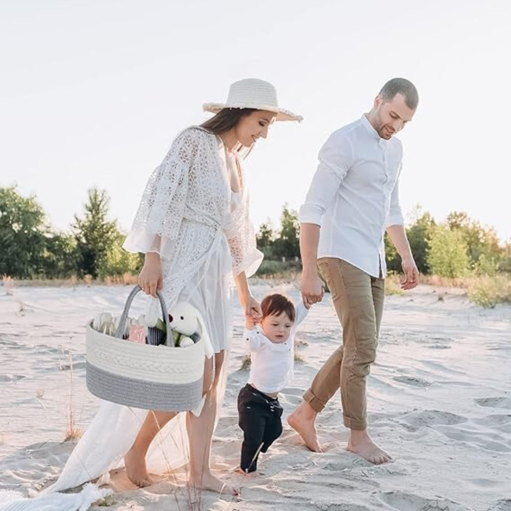 Geflochtener grauer Baby-Essentials-Organizer