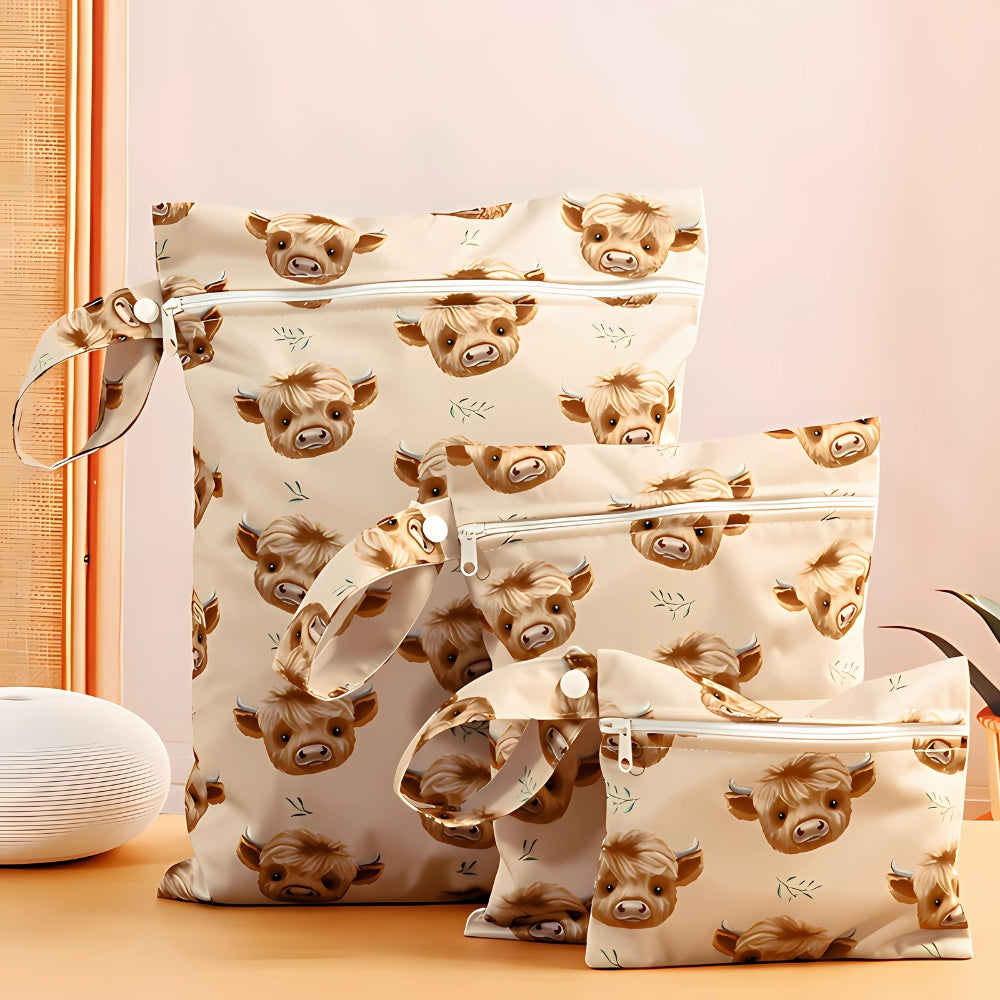 Baby Zoo Safari Druck Wiederverwendbare Nass-Trocken-Tasche | 3er Set
