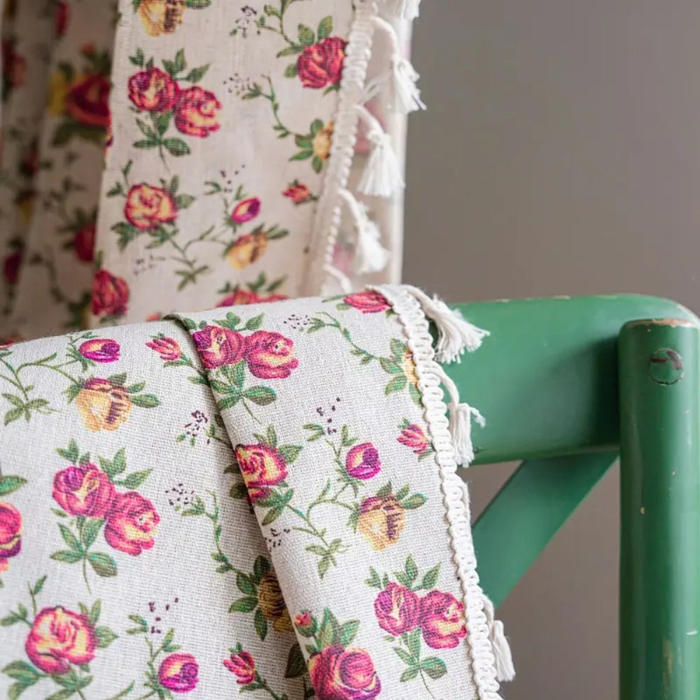 Florale Quastenweiche Baumwollvorhänge