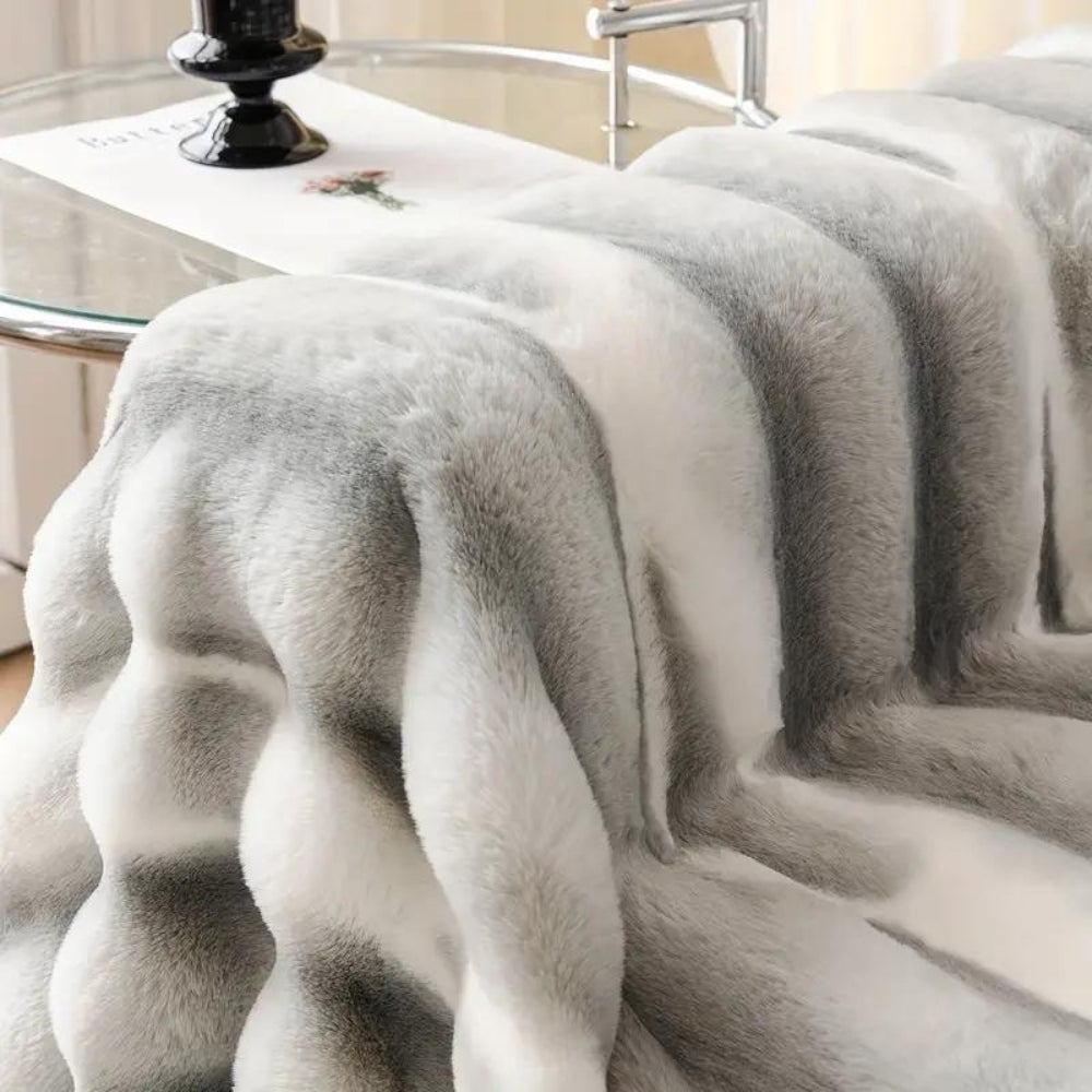 Samt-Faux-Fur Sofaüberwurf