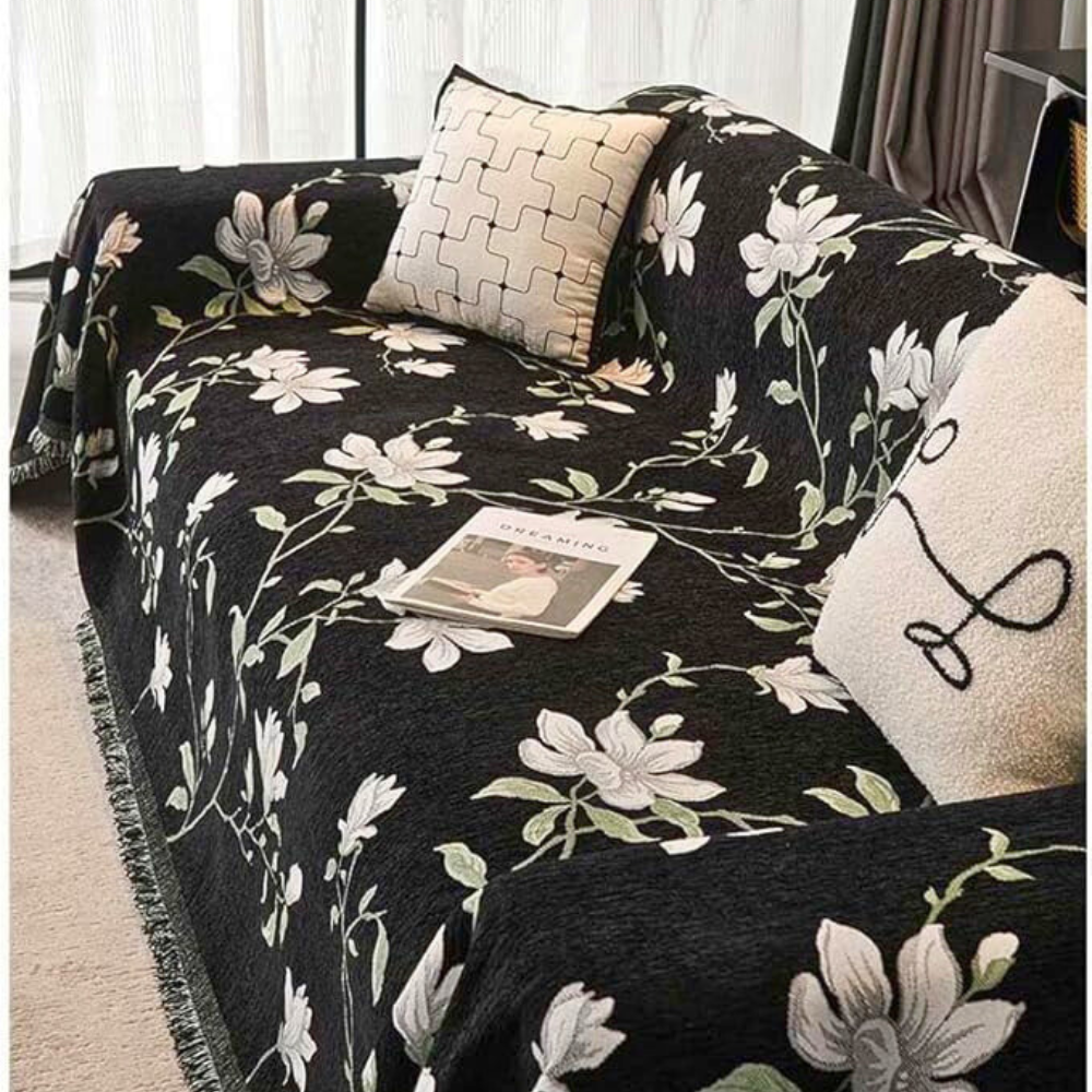 Vintage Blumen Chenille Sofabezug