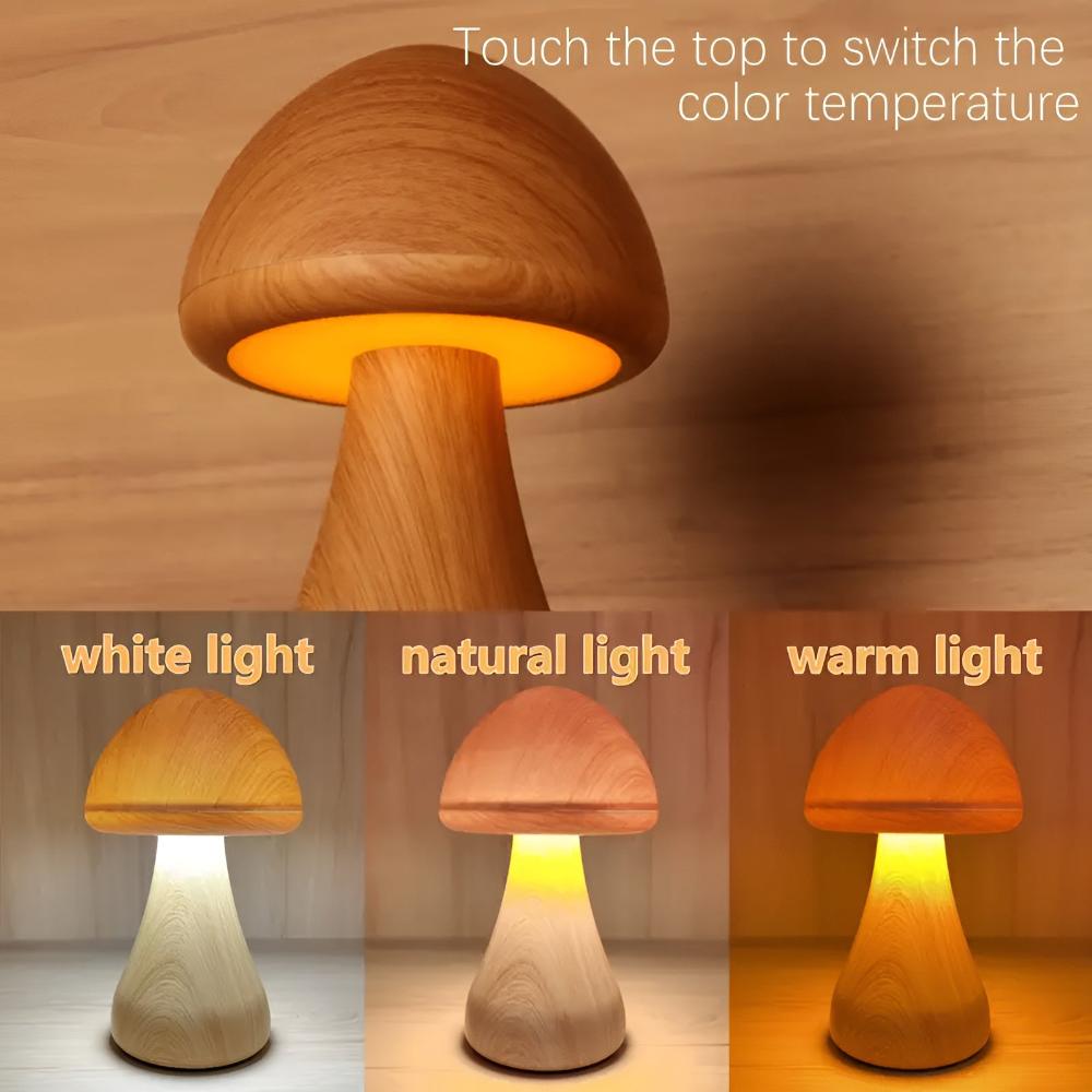 Holz-Pilzlampe