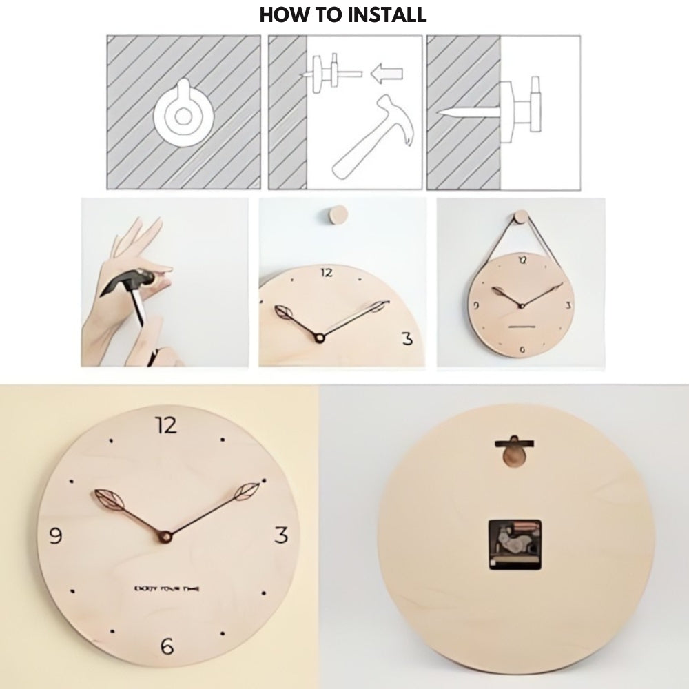 Minimalistische Seil Holz Wanduhr