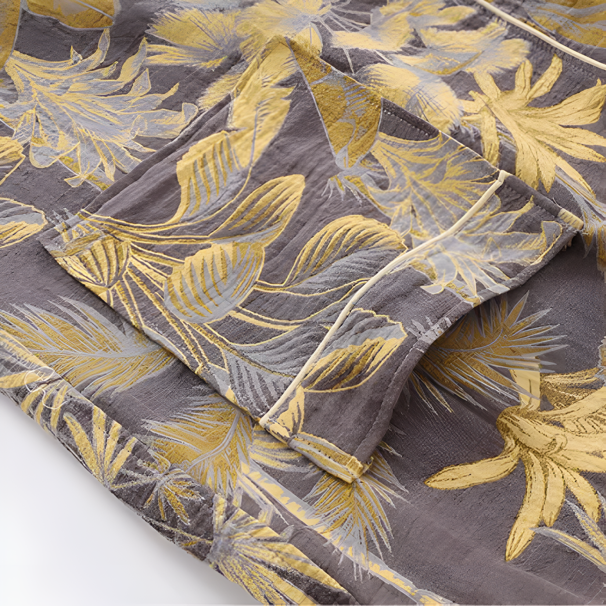 Eleganter Kimono-Bademantel mit Blattdruck