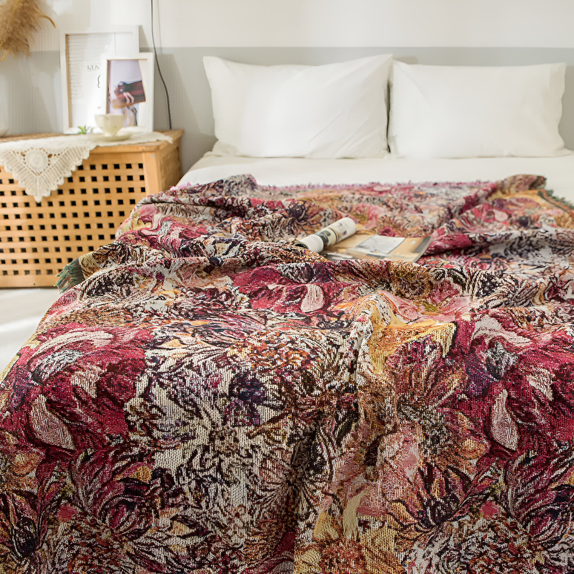 Vintage Floral Fransenwurfdecke