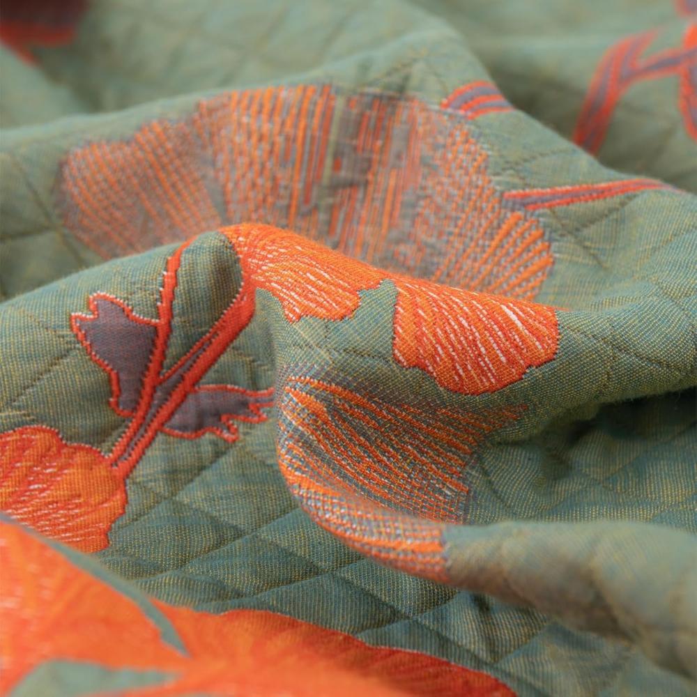 Ginkgo Orange Blatt Floral Muster Tagesdecke