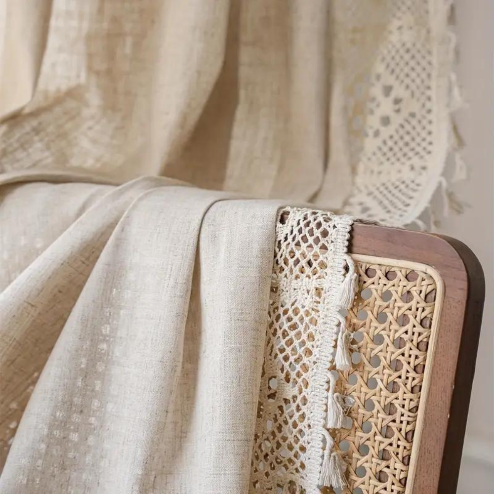 Farmhouse Chic Leinen Geometrischer Vorhang