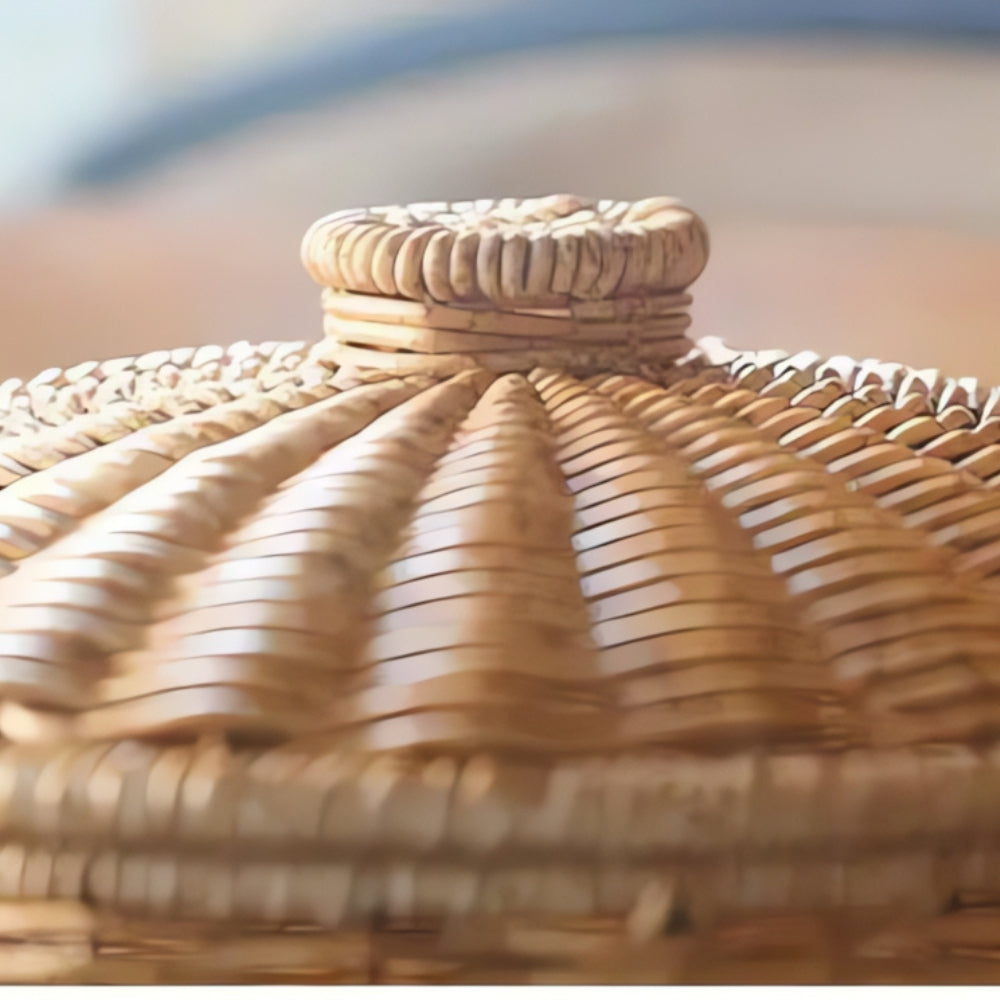 Dome-förmiger gestrickter Rattan-Korb mit Deckel