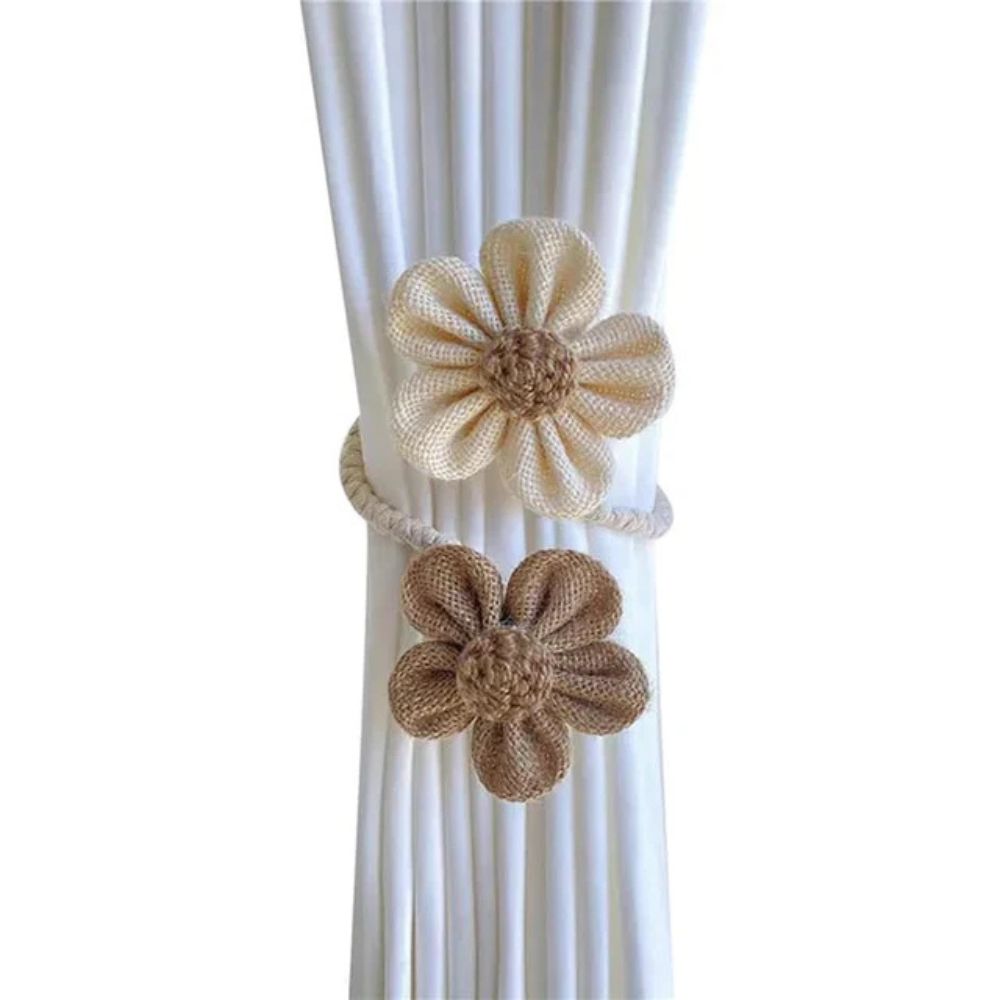Blumiger Hanf Vorhang Halter | 2er Set