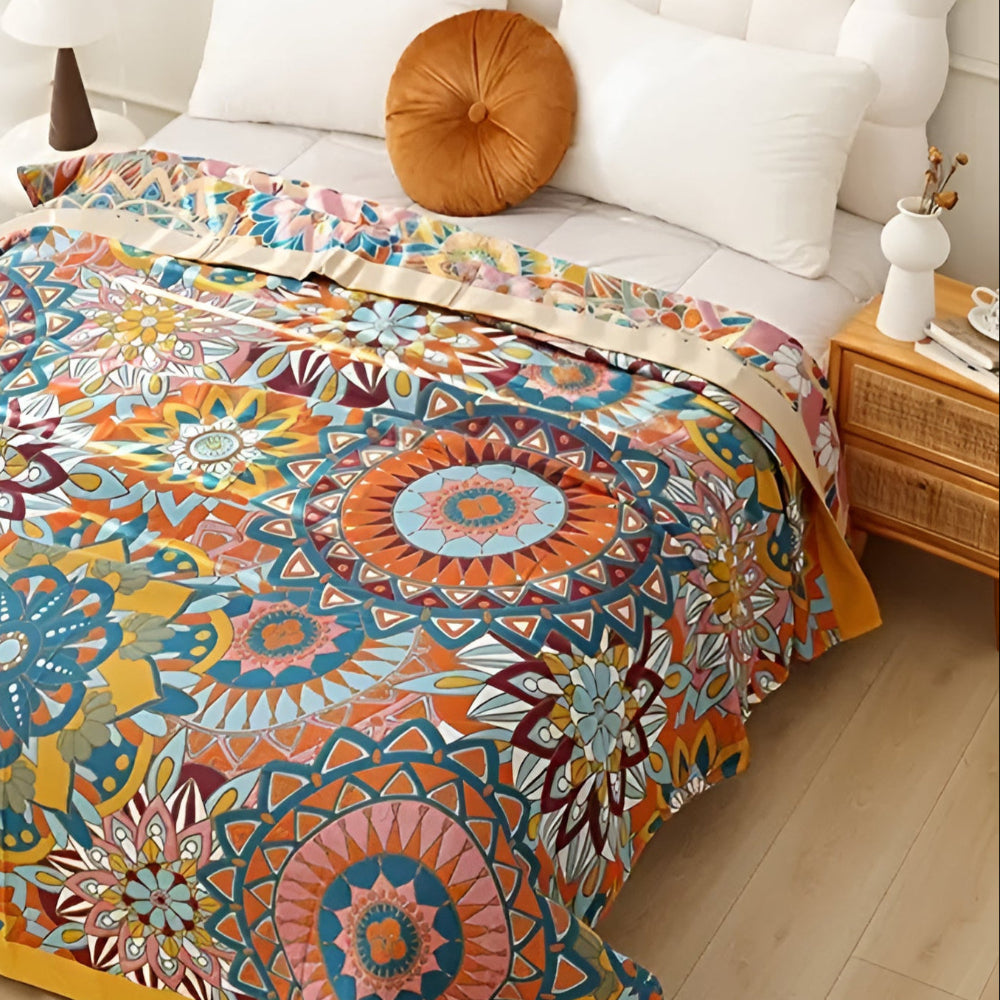 Marokkanische Blumen Jacquard Baumwolldecke