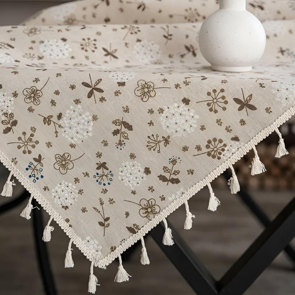 Löwenzahn Beige Quasten Tischdecke