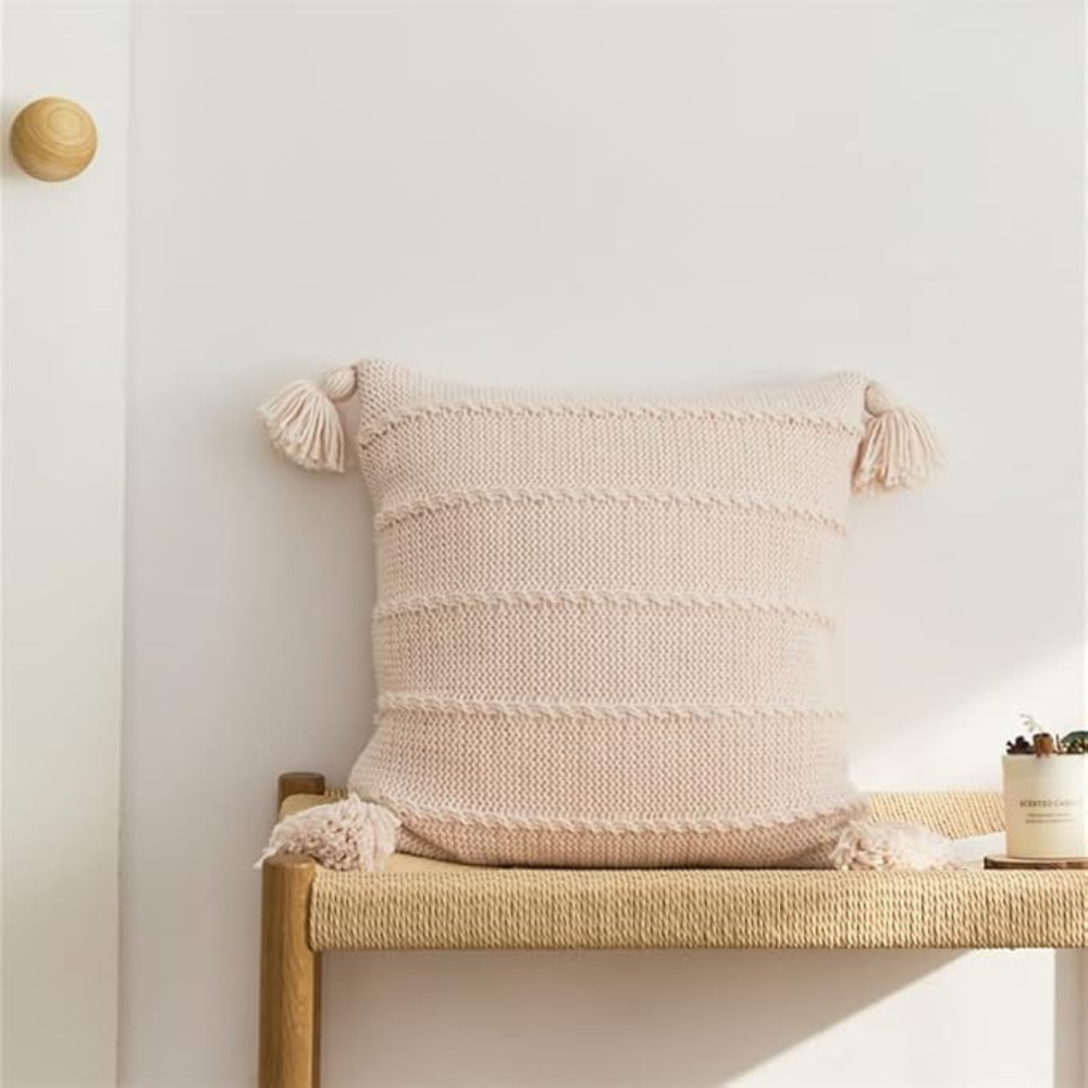 Nordische gestrickte Quasten-Kissen