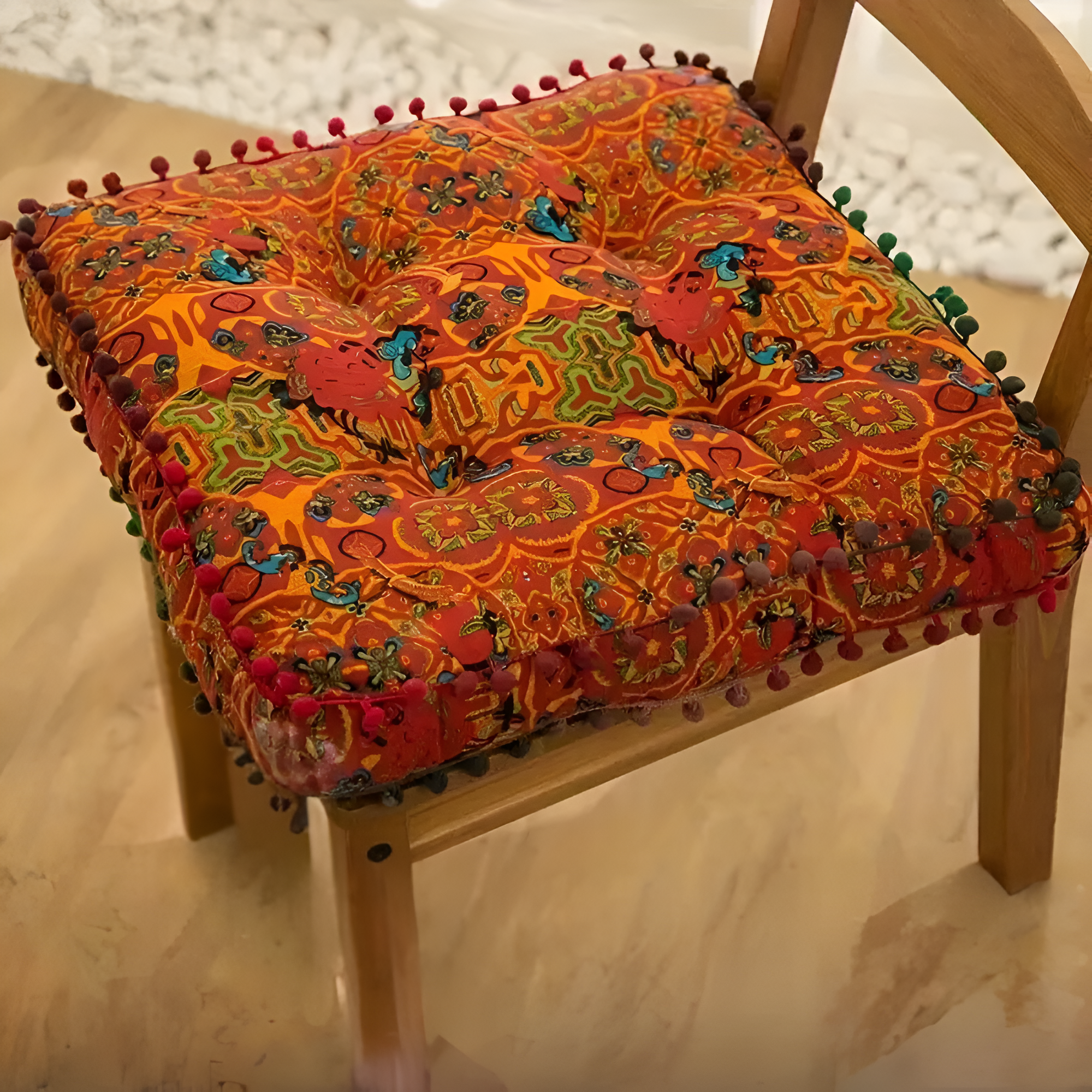 Bohemian Besticktes Bodenkissen