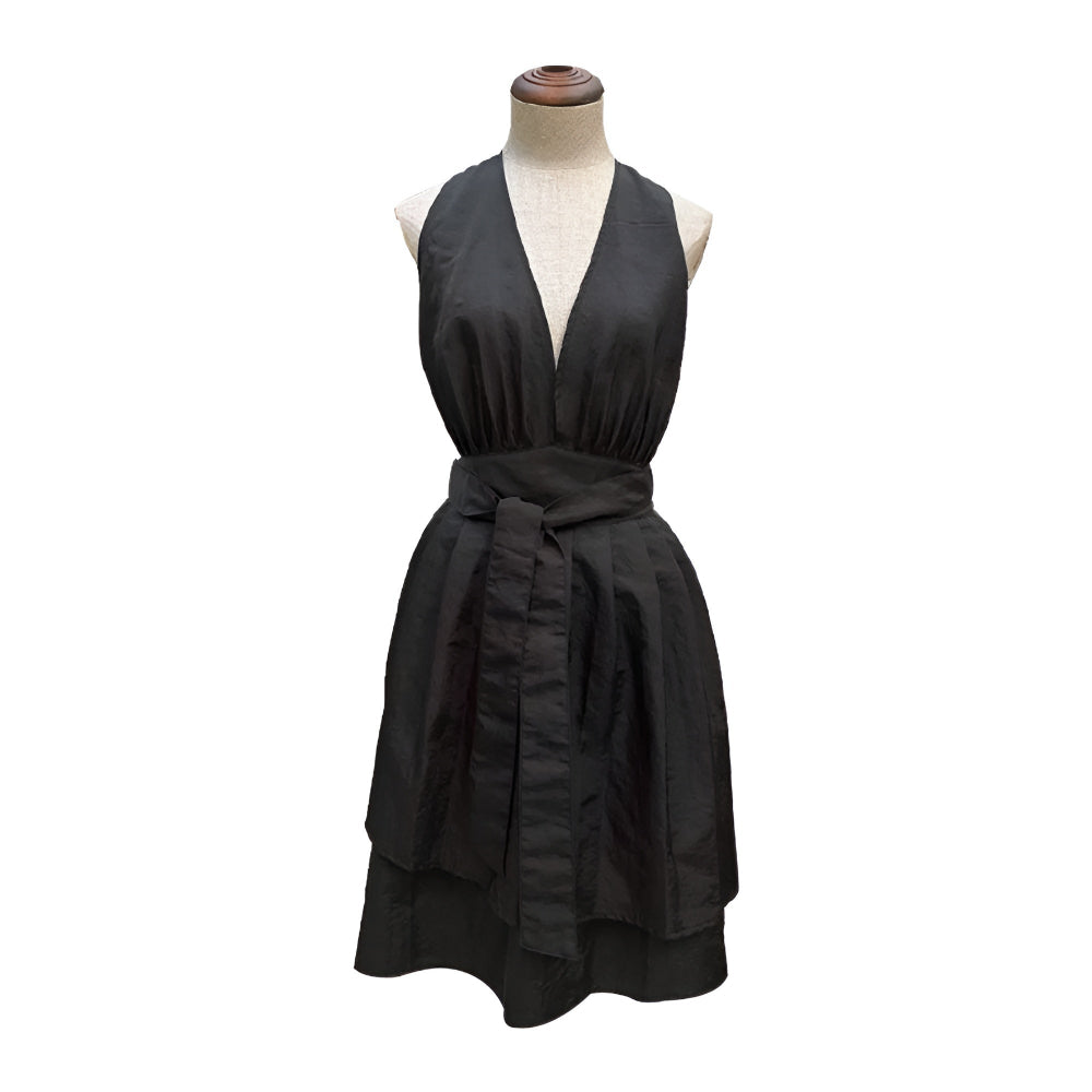 V-Ausschnitt Halter Schwarze Bindeschürze