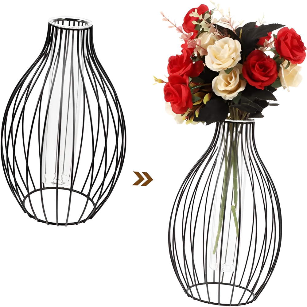 Elegante Metallrahmen-Vase