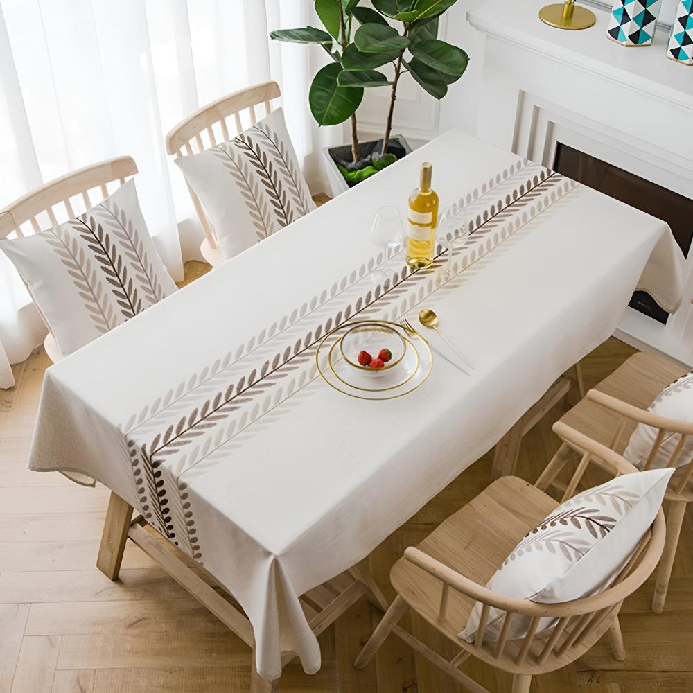 Elegante Blätter Bestickte Tischdecke