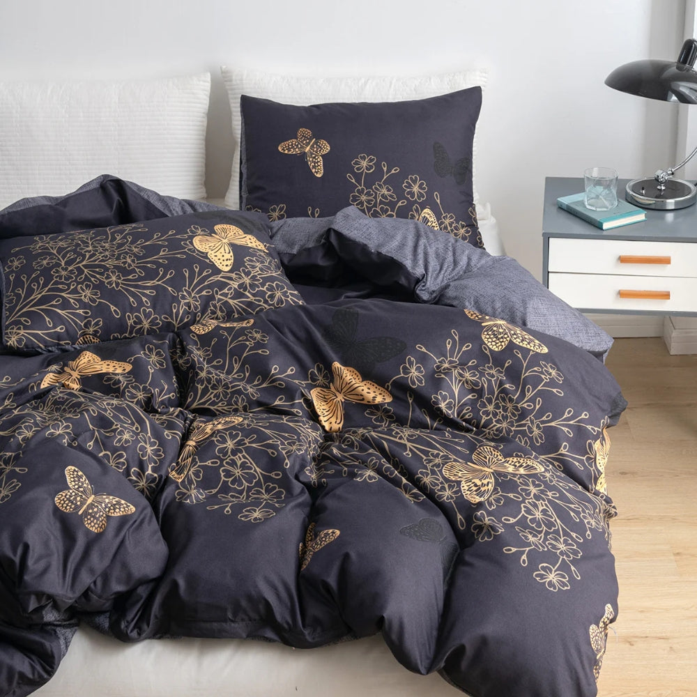 Valora Midnight Butterfly Bettbezug | 3-teiliges Set
