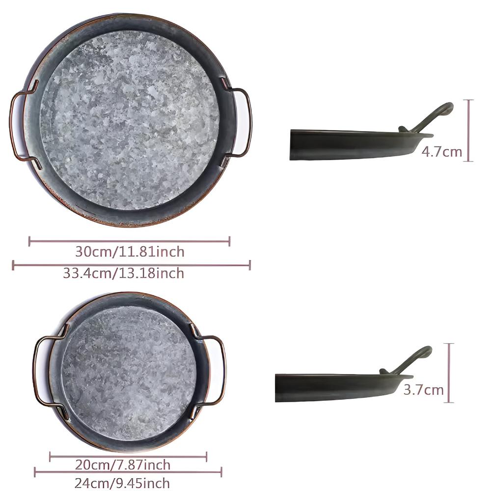 Retro Runde Metall Serviertabletts