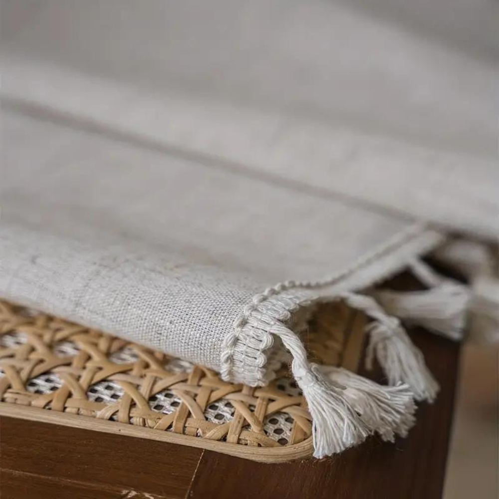 Farmhouse Chic Leinen Geometrischer Vorhang