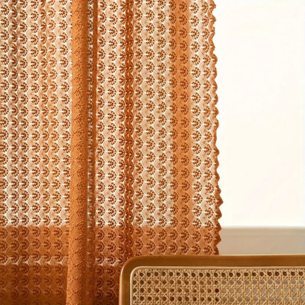 Amber Glow Boho Häkelvorhang