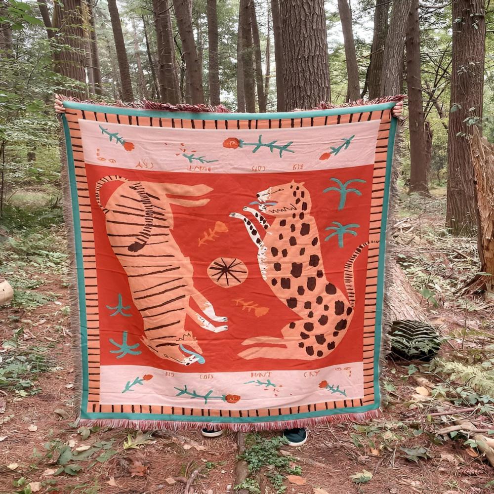 Leoparden-gewebte Quasten-Decke
