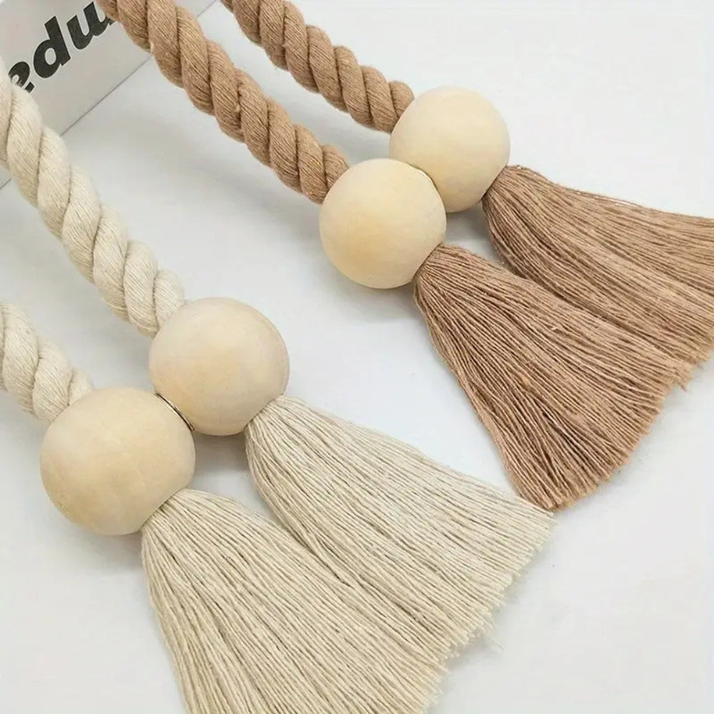 Holzperlen Quasten Vorhang Halter | 2er Set