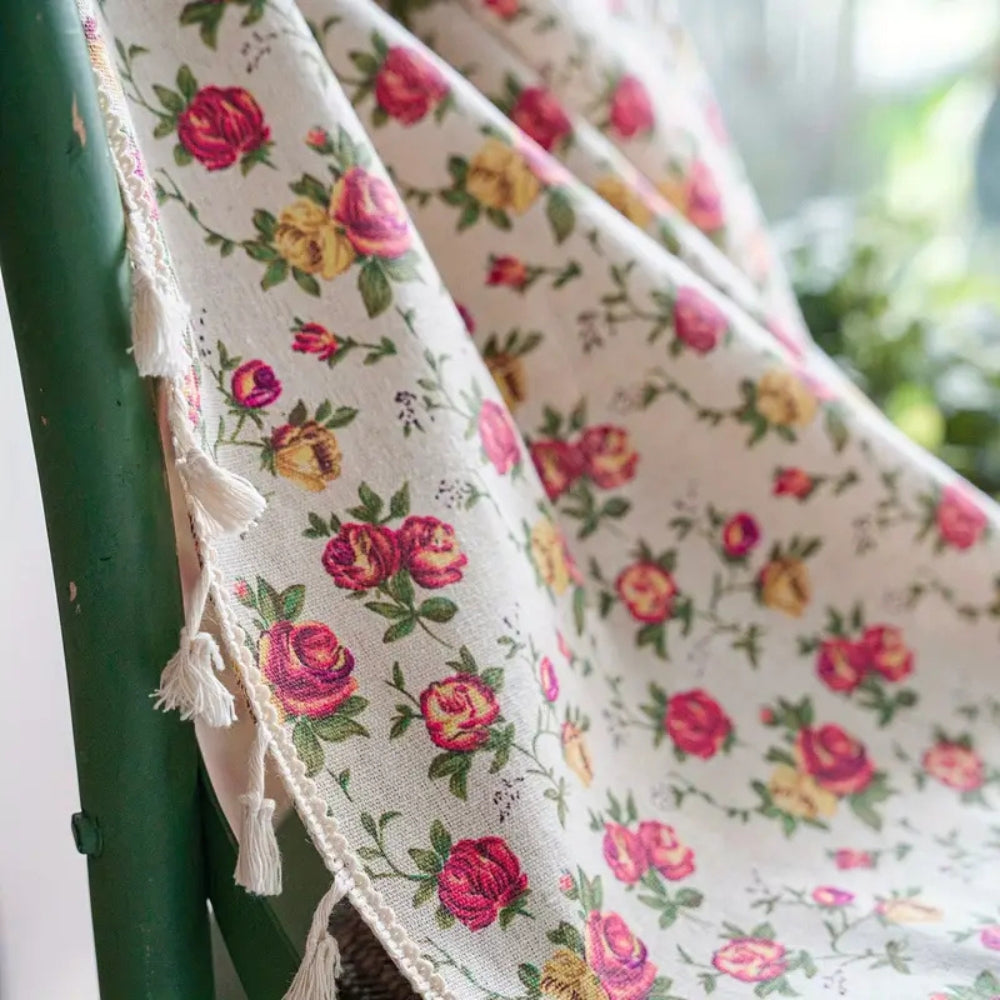 Florale Quastenweiche Baumwollvorhänge