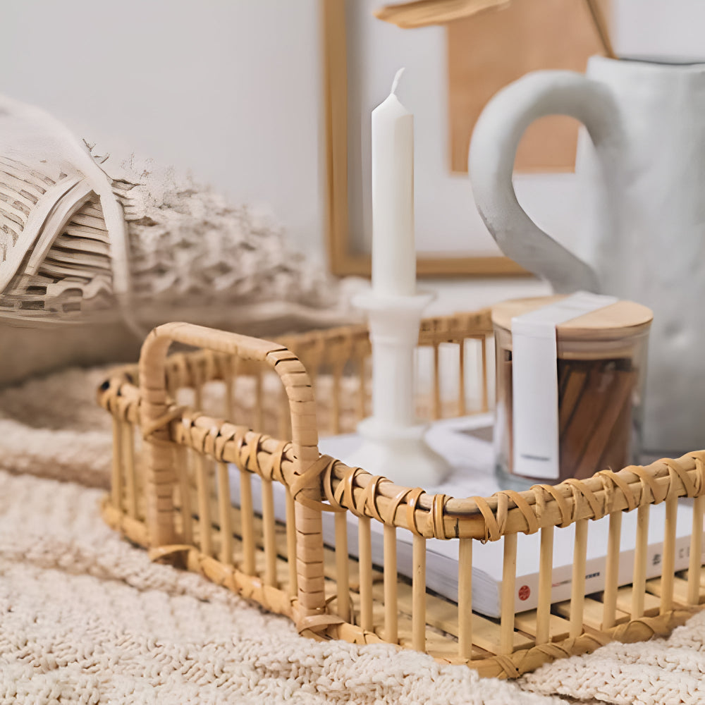 Rustikales Geflecht Rattan Tablett