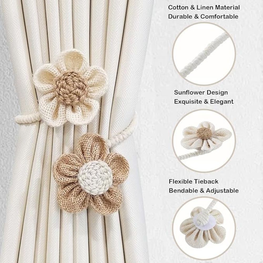 Blumiger Hanf Vorhang Halter | 2er Set