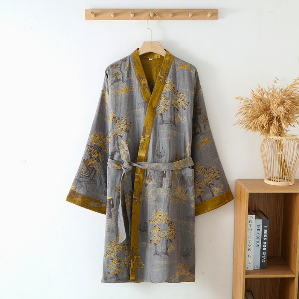 Reine Baumwolle Rustikale Eleganz Kimono Bademantel