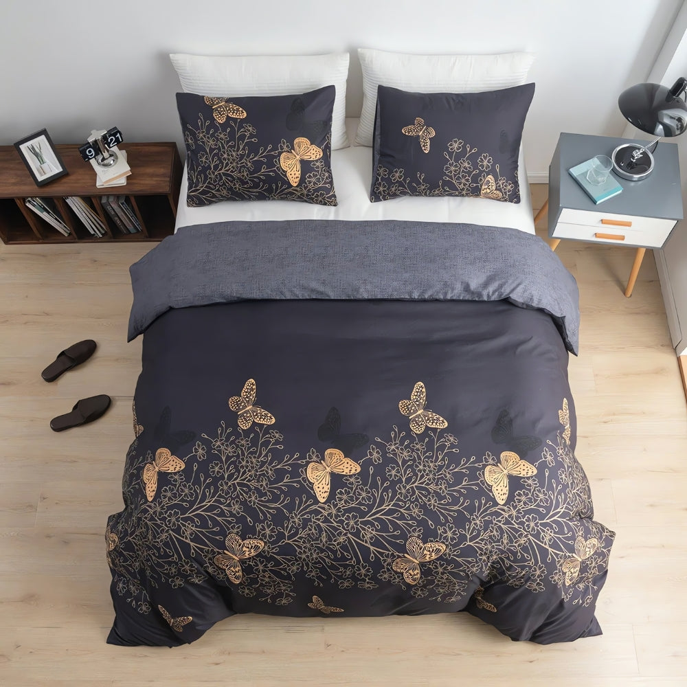 Valora Midnight Butterfly Bettbezug | 3-teiliges Set