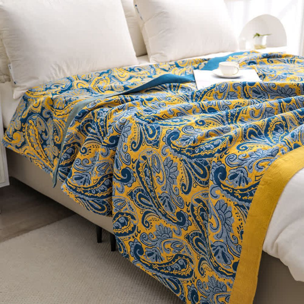 Azure Golden Retro Baumwolldecke