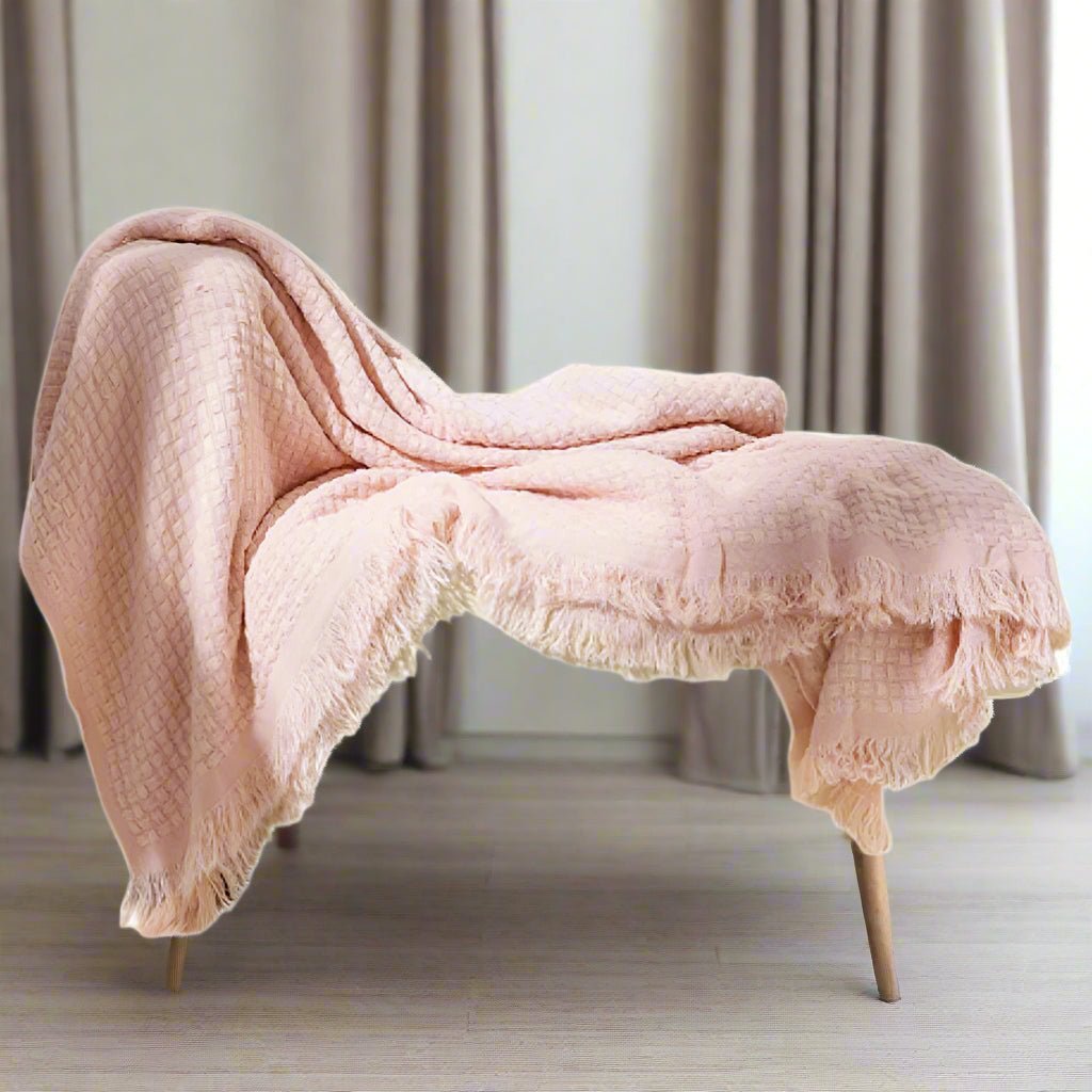 Waffelgewebe Baumwoll gestrickte Quasten-Decke