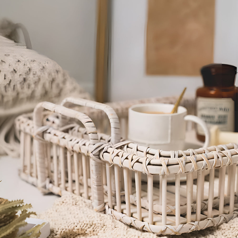 Rustikales Geflecht Rattan Tablett